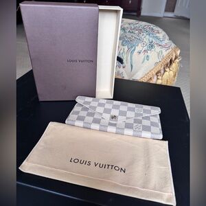 Louis Vuitton Damier Azur Wallet in White and Gray